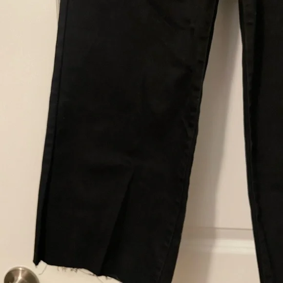 NWT Oat New York Women's Black Wide-Leg Raw Hem Jeans - Picture 4 of 7